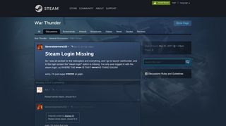 
                            1. Steam login missing?!? :: War Thunder General Discussions