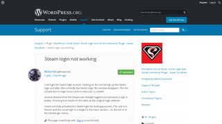 
                            7. Steam login not working | WordPress.org