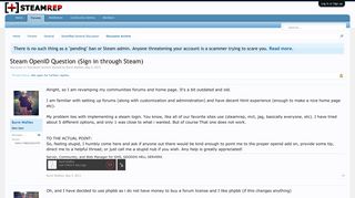
                            7. Steam OpenID Question (Sign in through Steam) | SteamRep Forums