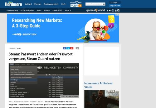 
                            12. Steam: Passwort ändern oder Passwort vergessen, Steam Guard nutzen