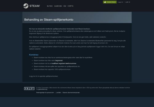 
                            1. Steam-samfunn :: Behandling av Steam-spilltjenerkonto