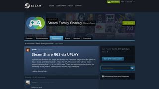 
                            8. Steam Share R6S via UPLAY :: Steam Family Sharing