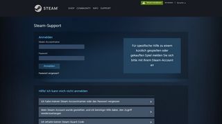 
                            2. Steam-Support - Anmelden