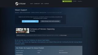 
                            5. Steam-Support - Company of Heroes: Opposing Fronts - Technische ...