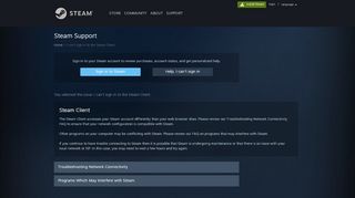 
                            12. Steam Support - I can't sign in to the Steam Client