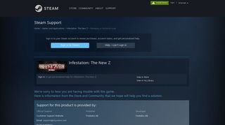 
                            7. Steam Support - Infestation: The New Z - Gameplay or technical issue