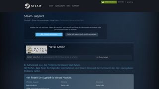 
                            4. Steam-Support - Naval Action - Technische Probleme mit dem Spiel