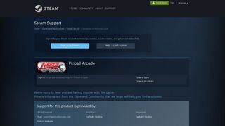 
                            9. Steam Support - Pinball Arcade - Gameplay or technical issue