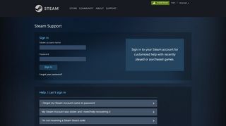 
                            1. Steam Support - Sign in