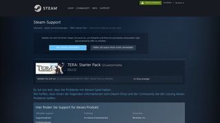 
                            7. Steam-Support - TERA: Starter Pack - Technische Probleme mit dem ...