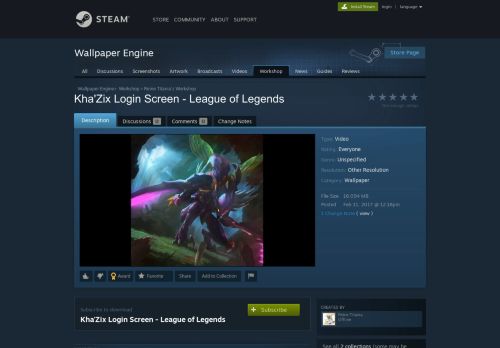 
                            12. Steam Workshop :: Kha'Zix Login Screen - League of Legends