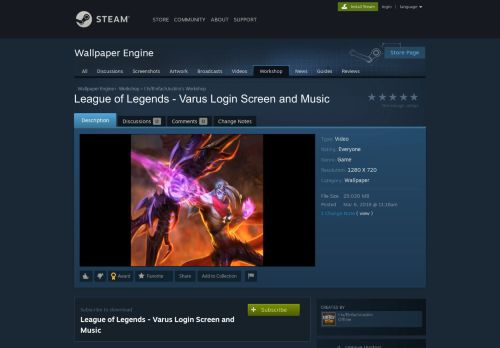 
                            4. Steam Workshop :: League of Legends - Varus Login Screen and Music