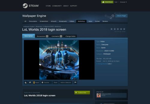 
                            6. Steam Workshop :: LoL Worlds 2018 login screen