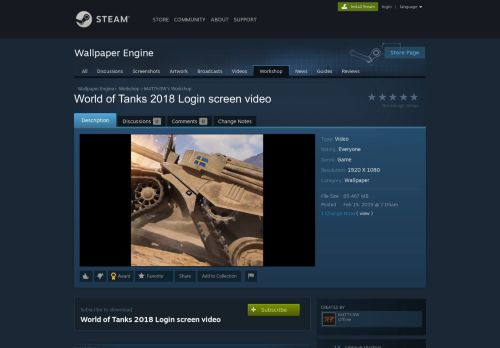 
                            7. Steam Workshop :: World of Tanks 2018 Login screen video
