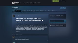 
                            2. SteamVR startet ungefragt und ungewollt beim surfen mit Firefox ...