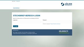 
                            1. Steckbrief-Bereich Login