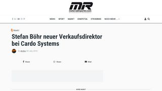 
                            9. Stefan Böhr neuer Verkaufsdirektor bei Cardo Systems ...