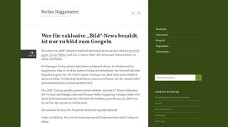 
                            11. Stefan Niggemeier | Wer für exklusive „Bild“-News bezahlt, ist nur zu ...
