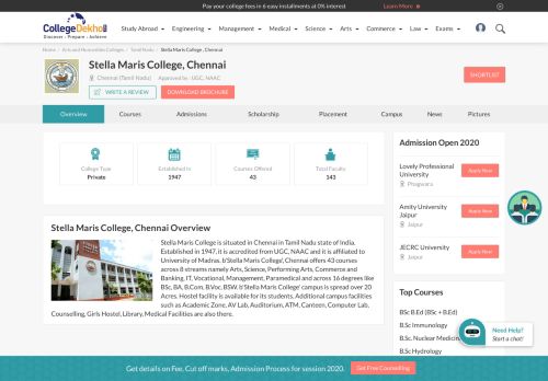 
                            12. Stella Maris College, Chennai - 2019 Admission, Courses, Fees ...