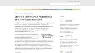 
                            12. Stelle als Technische/r Angestellte/r an der Universität Gießen — e ...
