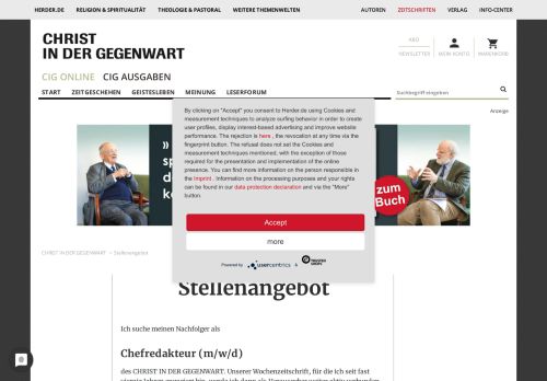 
                            11. Stellenangebot | CHRIST IN DER GEGENWART - Verlag Herder