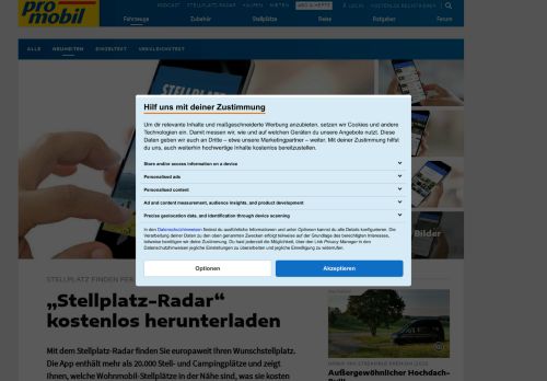 
                            3. „Stellplatz-Radar“: Kostenlose App mit über 12.000 ... - Promobil