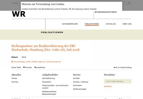 
                            9. Stellungnahme zur Reakkreditierung der EBC ... - Wissenschaftsrat