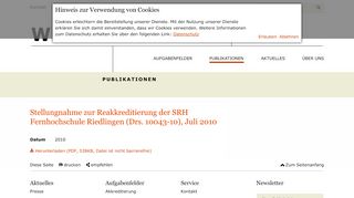 
                            13. Stellungnahme zur Reakkreditierung der SRH ... - Wissenschaftsrat