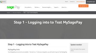 
                            4. Step 1 - Logging into to Test MySagePay - Sage Pay