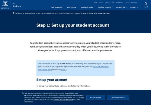 
                            10. Step 1: Set up your student account : Students