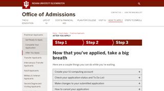 
                            9. Step 3 - Office of Admissions - Indiana University Bloomington