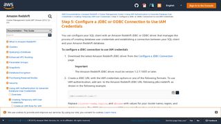 
                            9. Step 5: Configure a JDBC or ODBC Connection to Use IAM Credentials