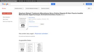 
                            9. Stephani Baluzii Tutelensis Miscellanea Novo Ordine Digesta Et Non ... - Google Books-Ergebnisseite