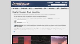 
                            8. StephenKing.com - Newsletter Signup