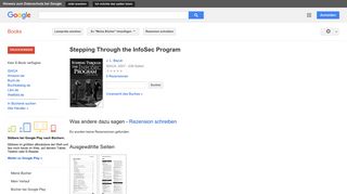 
                            11. Stepping Through the InfoSec Program - Google Books-Ergebnisseite