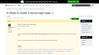
                            9. Steps to create a secure login page | The ASP.NET Forums