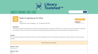 
                            12. Steps to signing up for CELA | The Library Toolshed