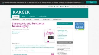 
                            9. Stereotactic and Functional Neurosurgery - Home - Karger Publishers