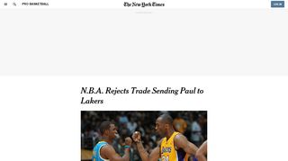 
                            10. Stern Vetoes Chris Paul's Trade to the Lakers - The New York Times
