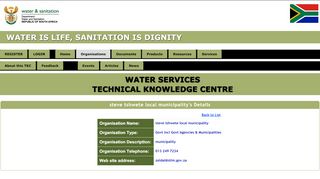 
                            9. steve tshwete local municipality's Details - DWA