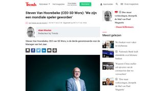 
                            9. Steven Van Hoorebeke (CEO SD Worx): 'We zijn een mondiale ...