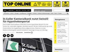 
                            7. St.Galler Kantonalbank nutzt SwissID für Hypothekenportal - Radio Top