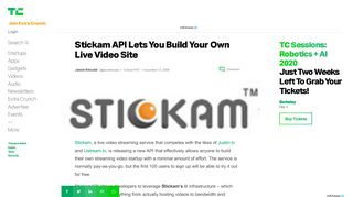 
                            6. Stickam API Lets You Build Your Own Live Video Site | TechCrunch