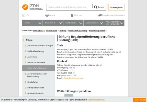 
                            6. Stiftung Begabtenförderung berufliche Bildung (SBB) - Zentralverband ...