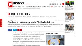 
                            13. Stiftung Warentest: Die besten Internetportale für Ferienhäuser - Stern