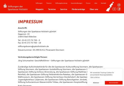
                            7. Stiftungen der Sparkasse Holstein - Impressum