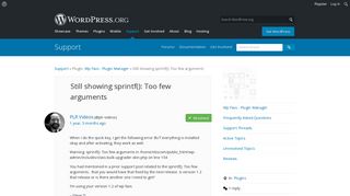 
                            2. Still showing sprintf(): Too few arguments | WordPress.org