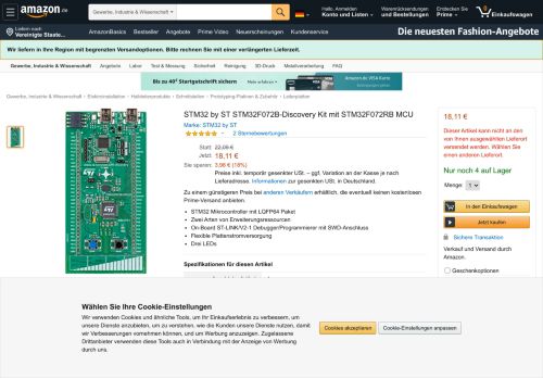 
                            13. STM32 by ST STM32F072B-Discovery Kit mit STM32F072RB MCU ...