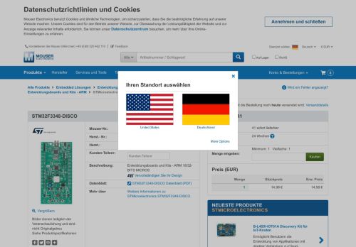 
                            11. STM32F3348-DISCO STMicroelectronics | Mouser Deutschland