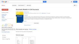 
                            8. Stochastic Models in Life Insurance